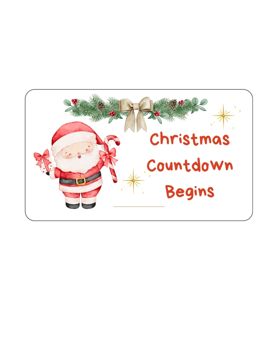 Christmas countdown garland heading reading "Christmas Countdown Begins" to accompany the paper chain