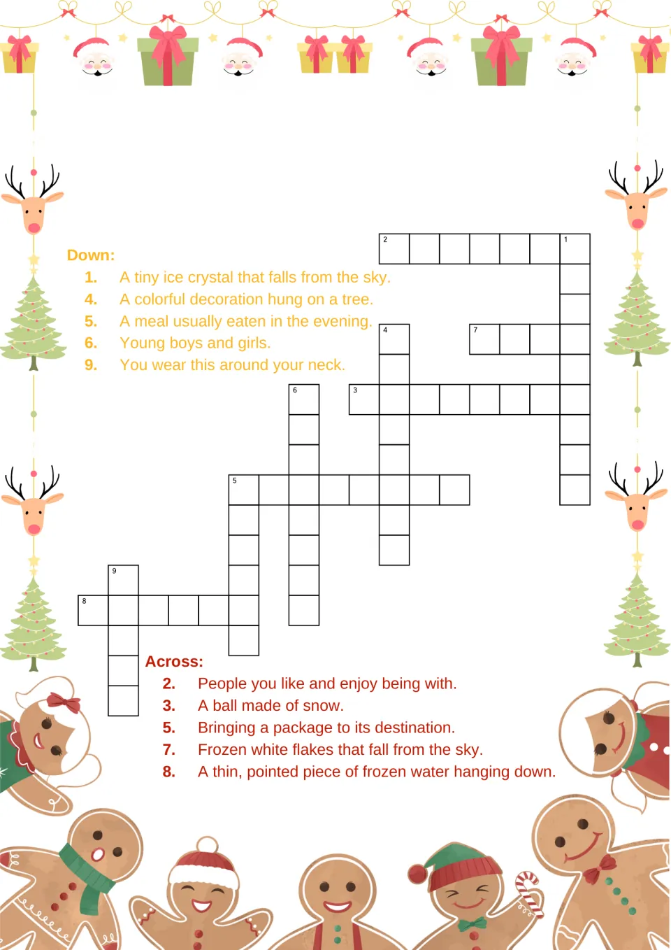 Christmas crossword 4: ten clues about frozen flakes, tree decorations, delivering packages and more