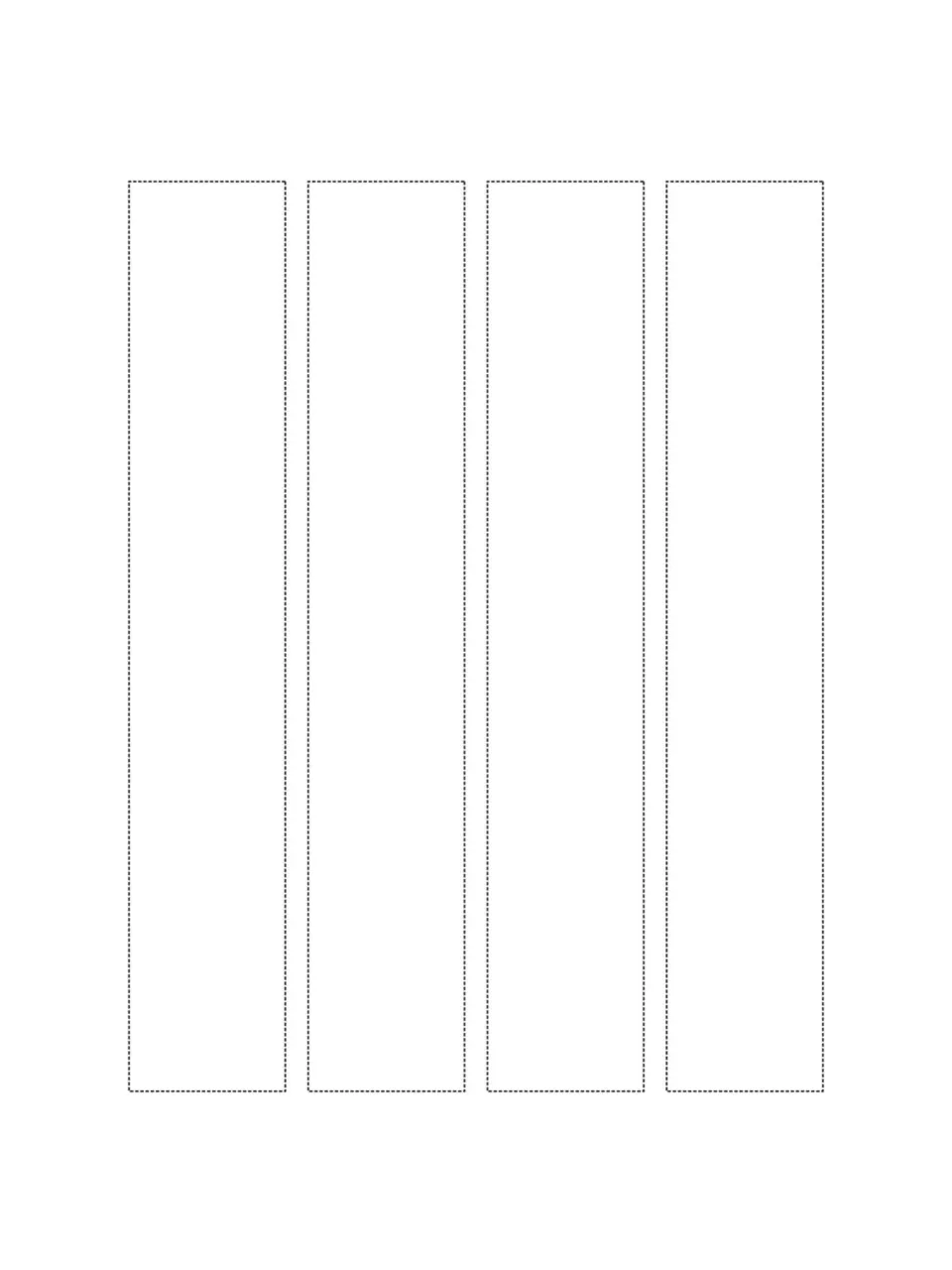 Four plain paper strips to cut out for assembling Christmas decorations like the chain shown on the cover