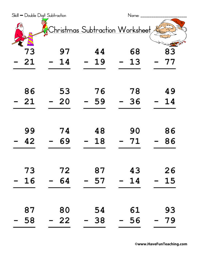 christmas-double-digit-subtraction-worksheet-by-teach-simple for Free Printable Double Digit Subtraction Worksheets Christmas Double Digit Subtraction Worksheet by Teach Simple for Free Printable Double Digit Subtraction Worksheets
