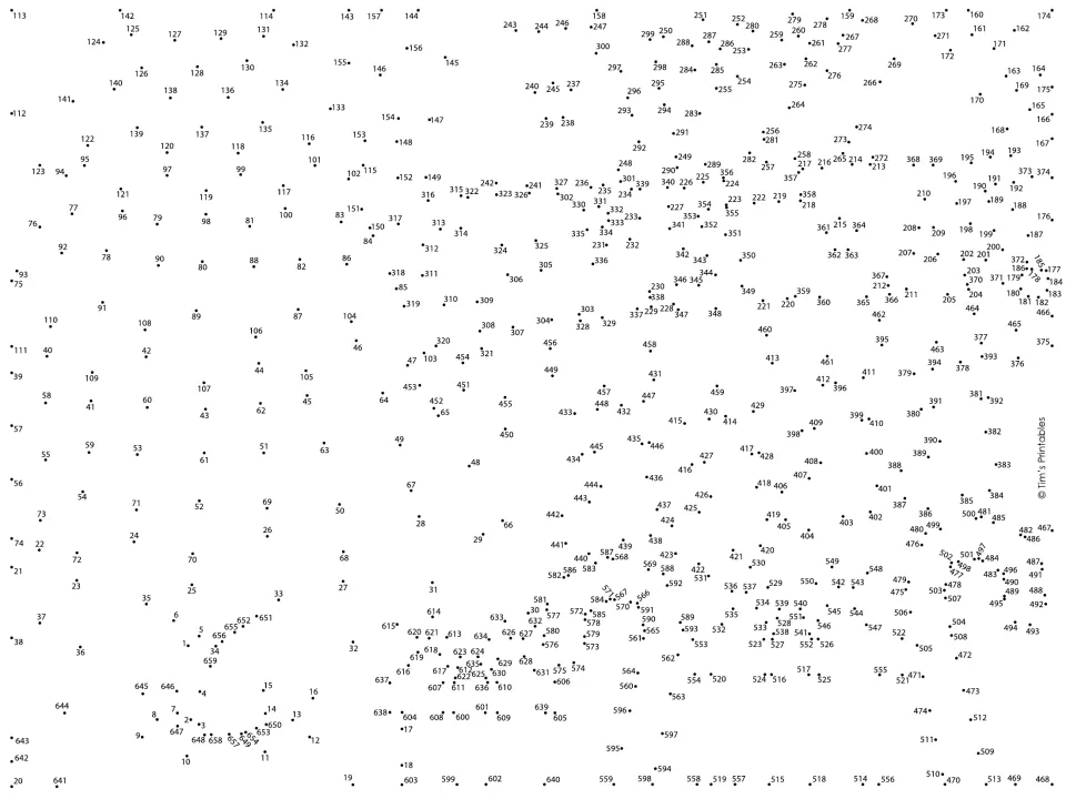 Christmas dot-to-dot puzzle: students connect about 660 numbered dots in order to reveal a hidden holiday picture