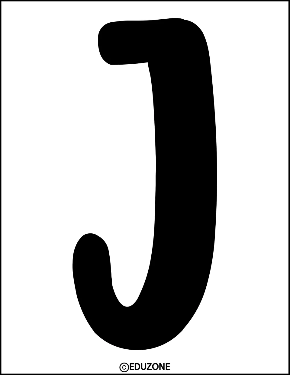 Christmas bulletin board letter J: a large solid black J template to trace or cut out for a title display