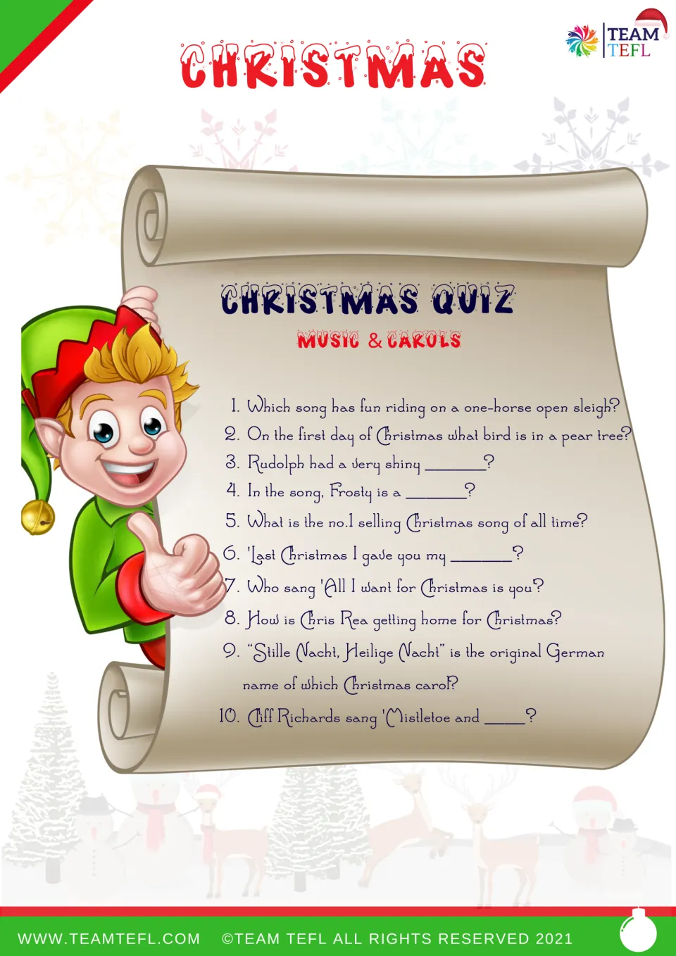 Music and carols quiz: 10 questions about Jingle Bells, Rudolph, Frosty, Last Christmas, and Silent Night.