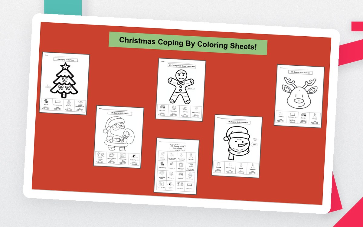 Christmas Themed Coping Skills SEL Coloring Pages preview