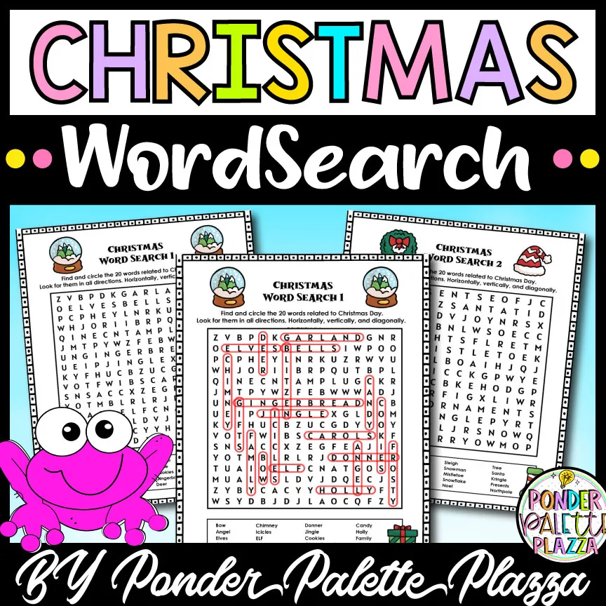 Christmas Word Search Puzzle + Answers included – cover