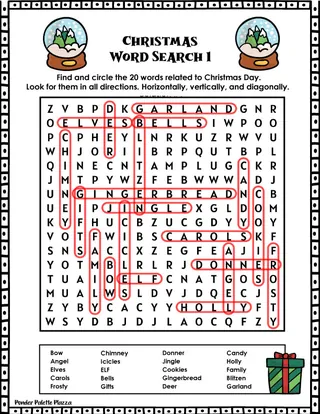 Christmas Word Search Puzzle + Answers included – sample page 3
