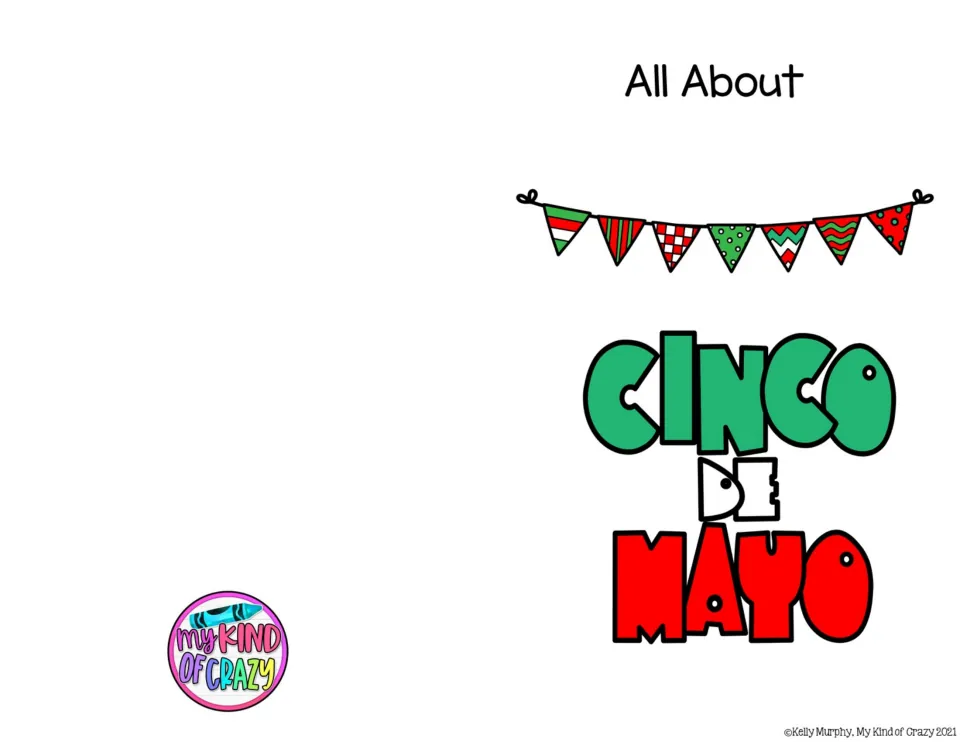 Color cover for the adapted book, titled “All About Cinco de Mayo,” ready to fold around the inside pages