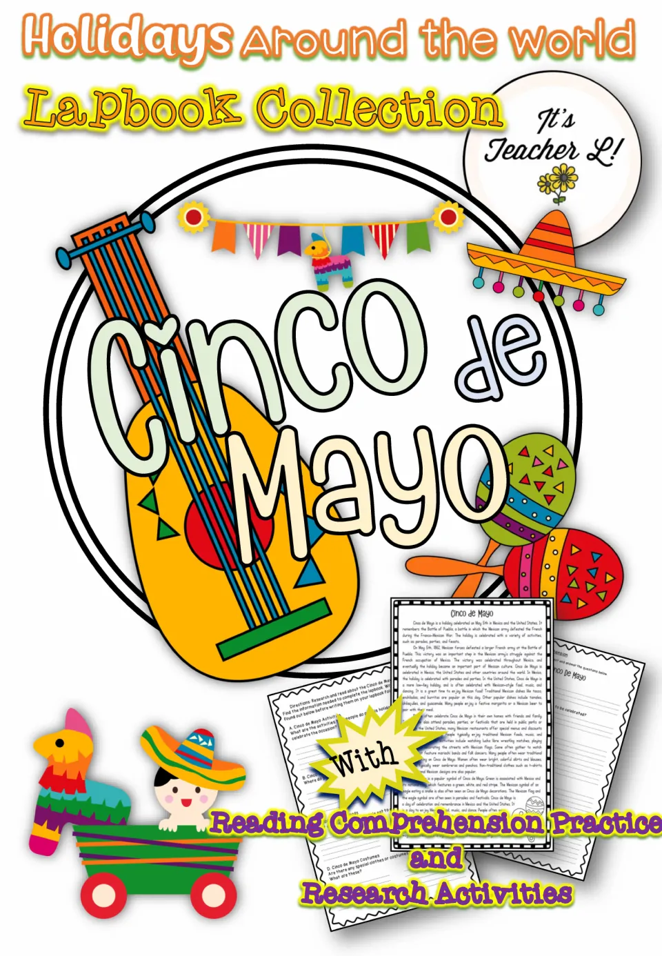 Cinco de Mayo lapbook cover from Holidays Around the World, with reading comprehension practice and research activities