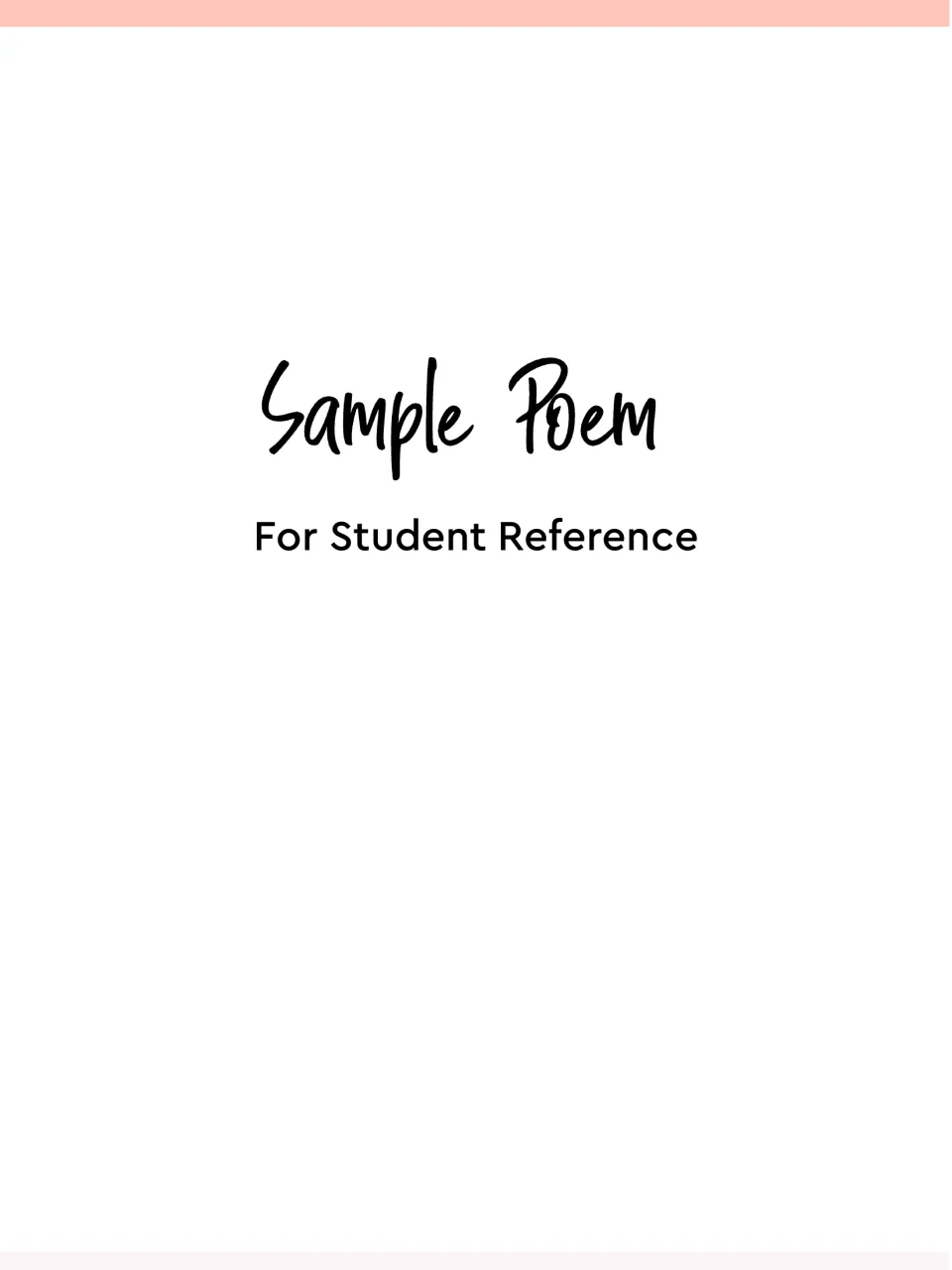 Section title reading Sample Poem, For Student Reference, introducing the model cinquain pages that follow in this set