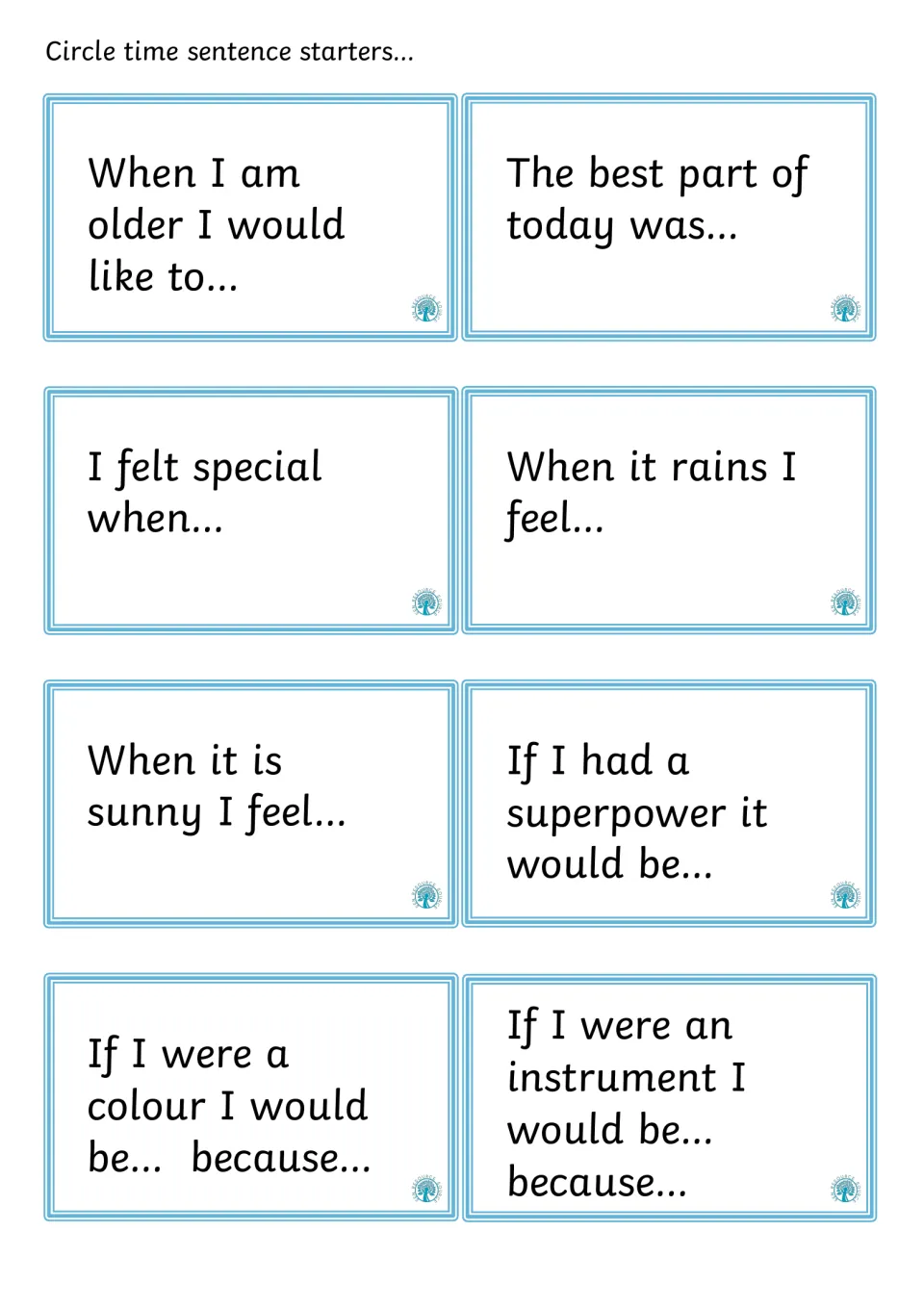 Imagination starters: students complete prompts like If I had a superpower it would be and If I were a colour I would be