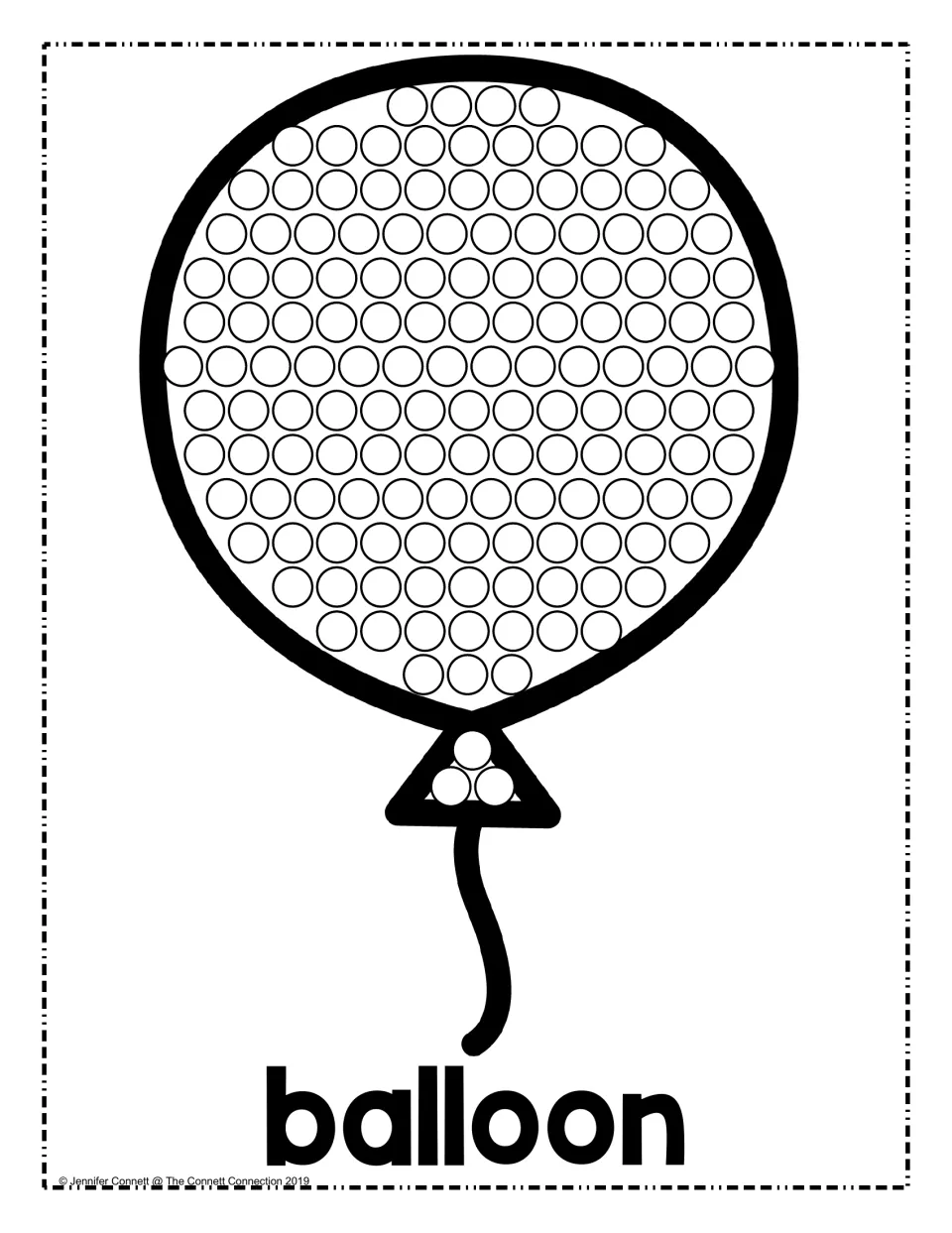 Balloon: students work through rows of circles filling the balloon and three on its knot, labeled with the word balloon