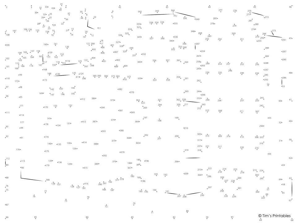 Duplicate of the 416-dot city puzzle, the same numbered dot layout as page 1, ready as a spare copy for a second attempt