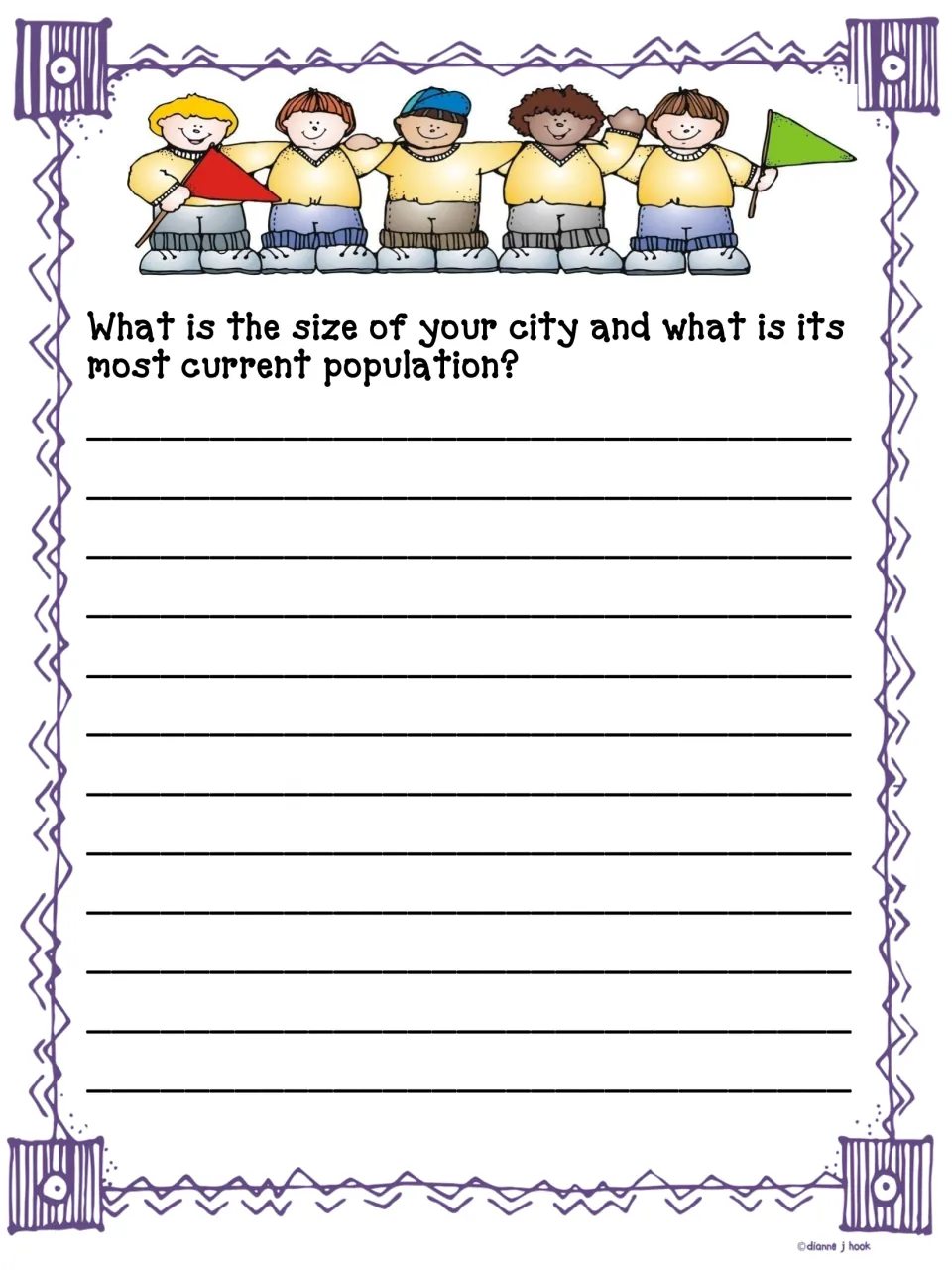 City size and population: students research and write how large their city is and its most current population figure