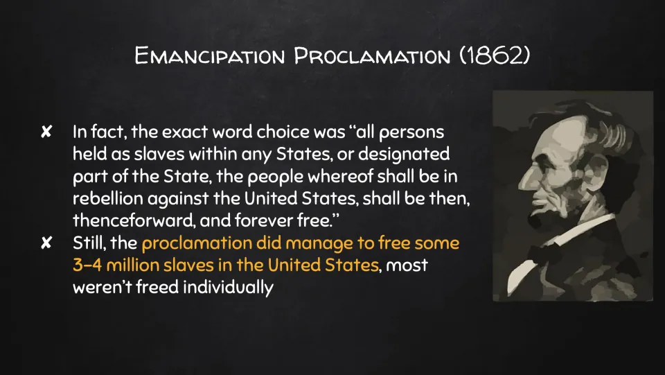 Second Emancipation Proclamation slide quotes the order and discusses its effect on enslaved Americans