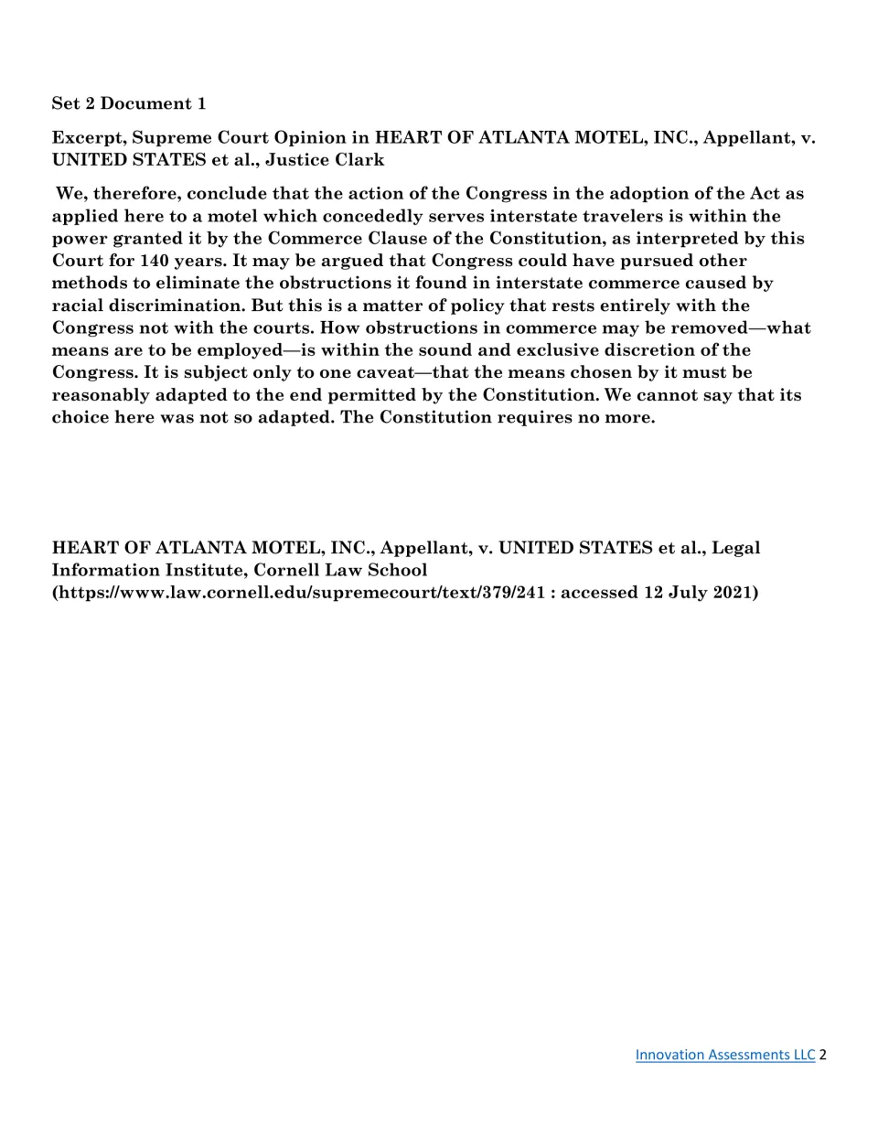 Heart of Atlanta Motel v. United States excerpt: Justice Clark on the Commerce Clause and racial discrimination
