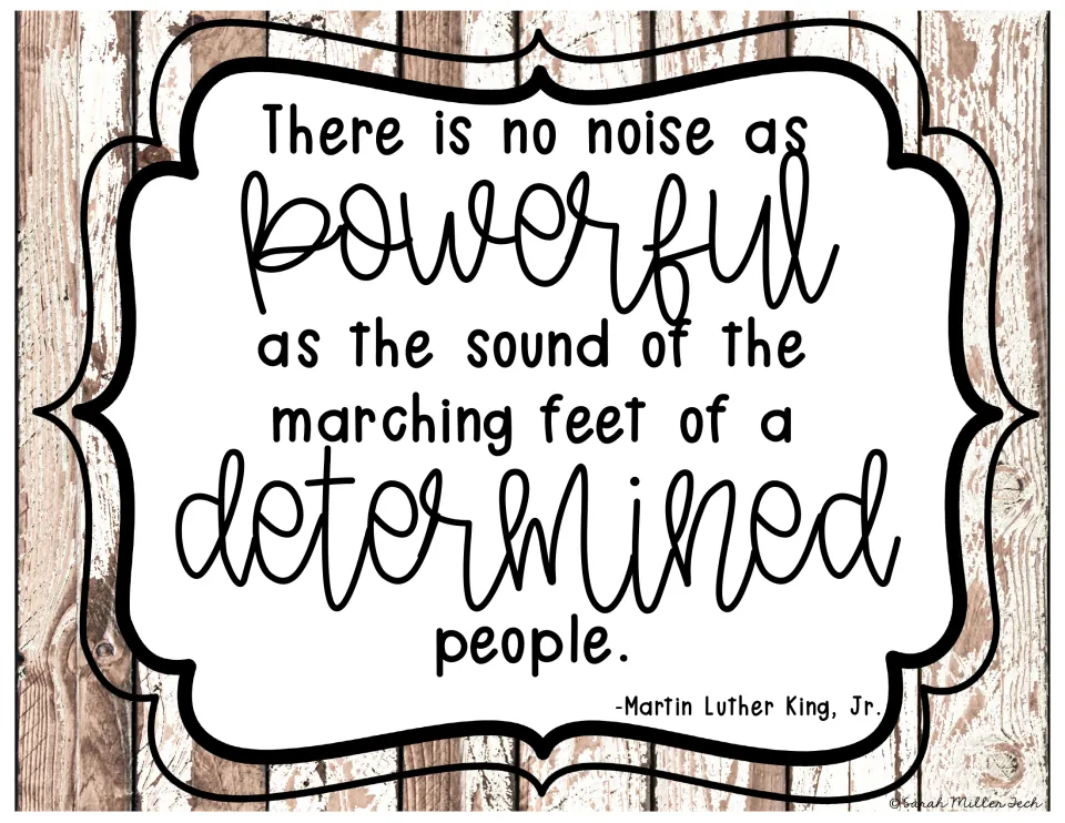 Civil rights quote poster: Martin Luther King, Jr. on the powerful sound of a determined people's marching feet