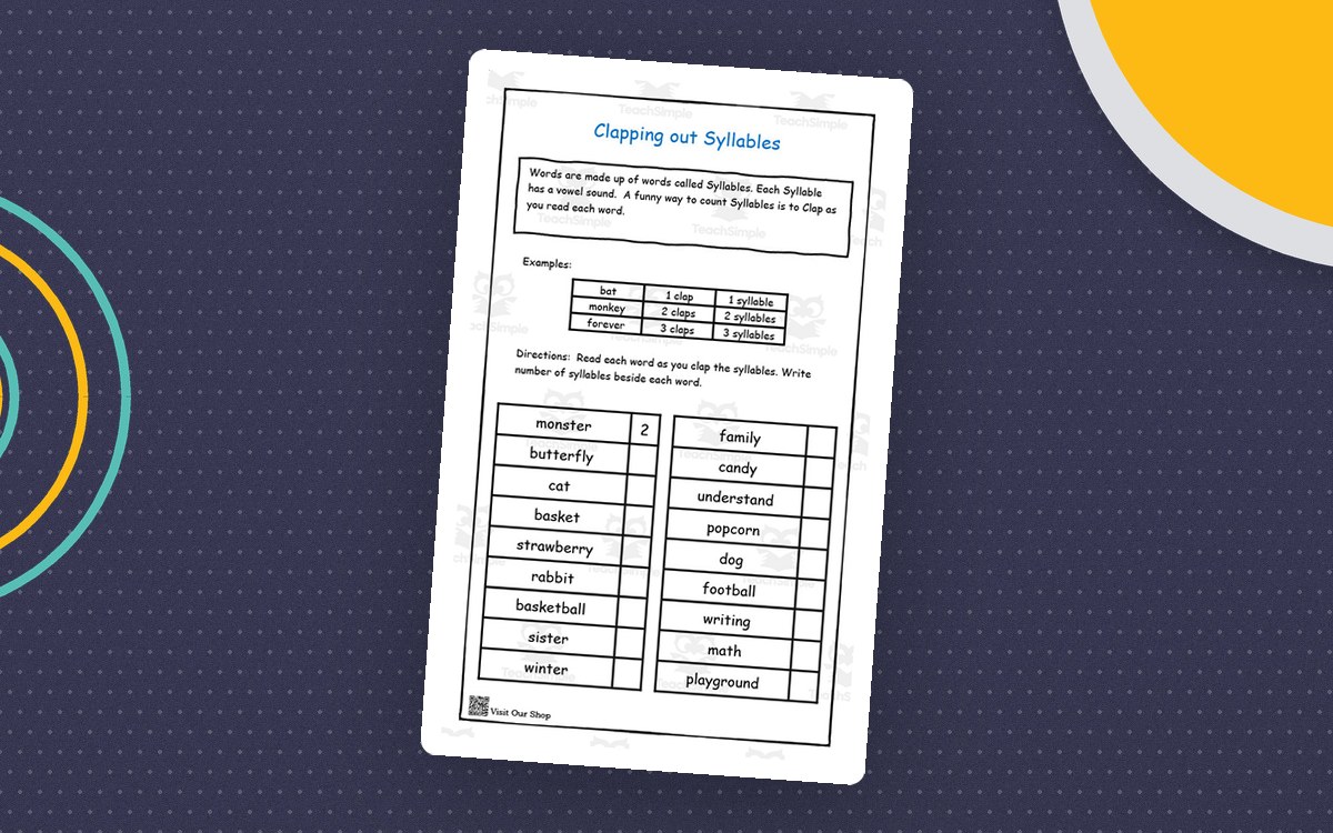 Clapping Out Syllables – Phonics Printable preview