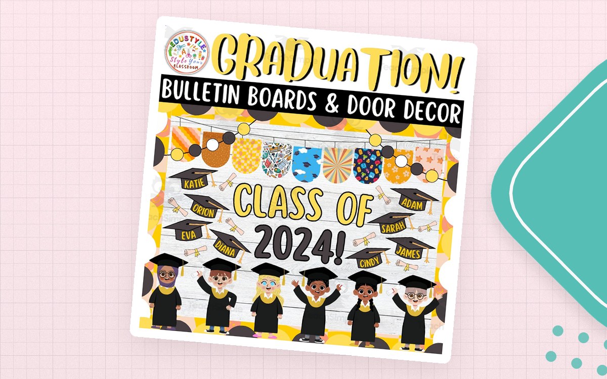 Class of 2024 graduation-decor cover with graduates.