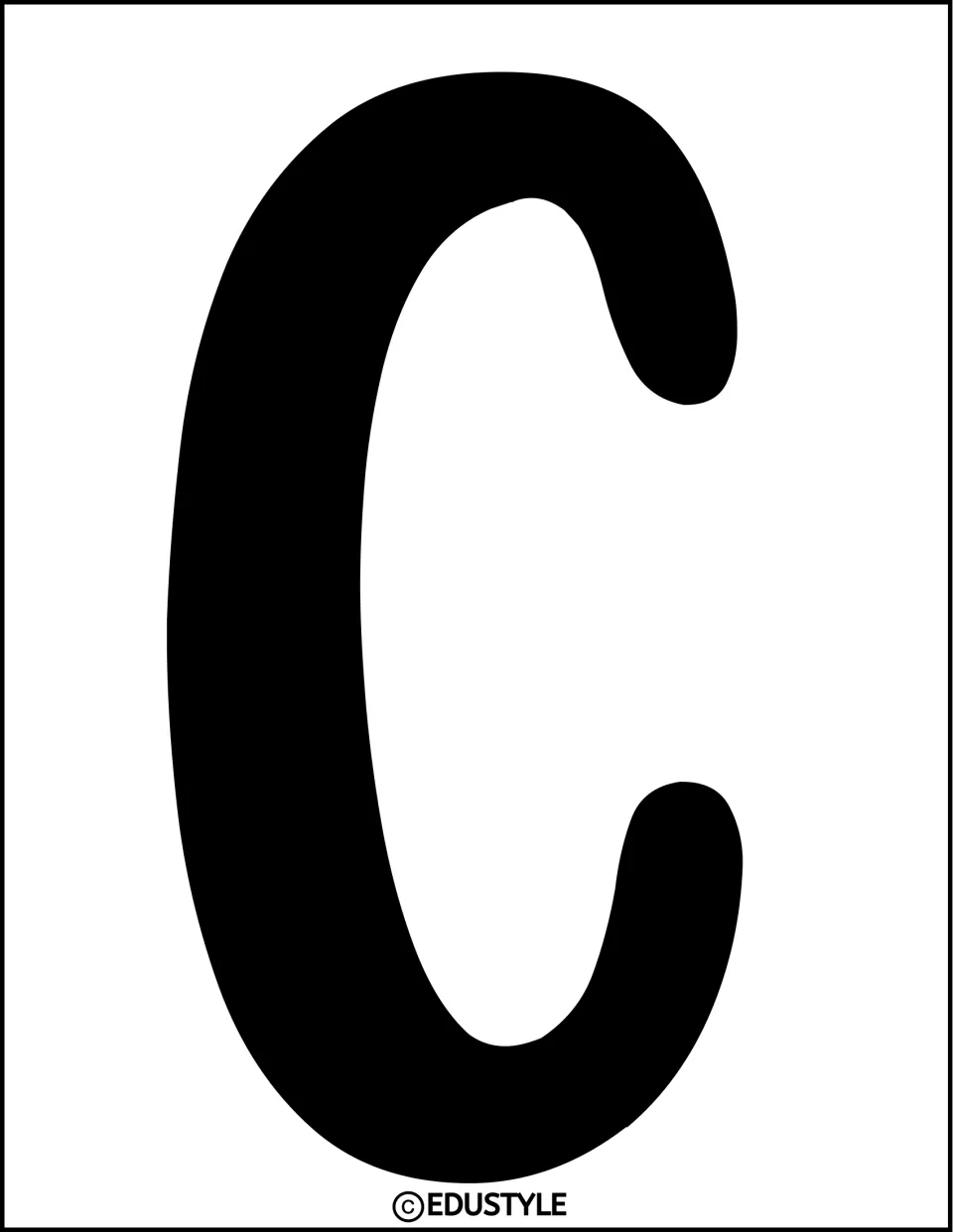 Bulletin board letter C: a large solid black capital C to print and cut out when spelling a graduation display title