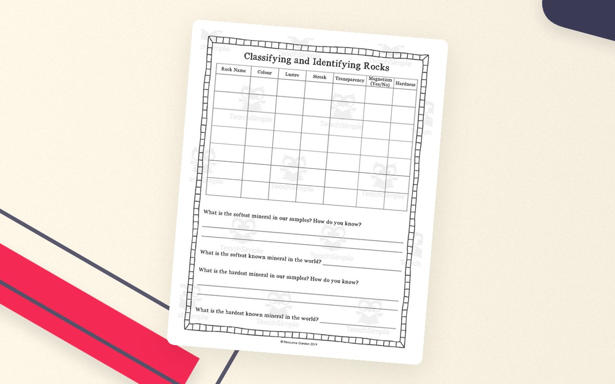 Classifying and Identifying Rocks Worksheet preview