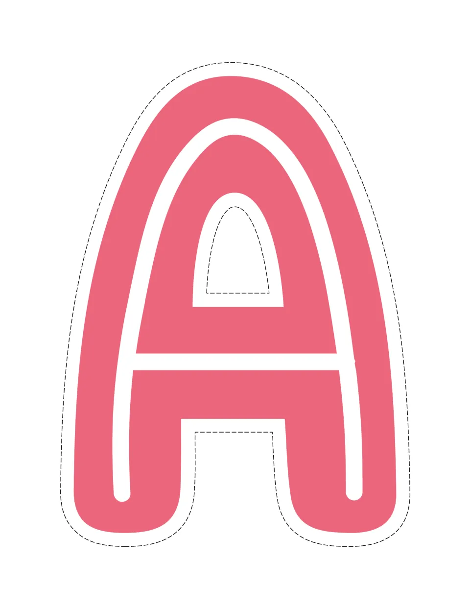 Uppercase A in pink, a full-page cut-out letter from the color set for creating classroom bulletin boards