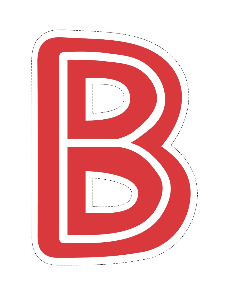 Uppercase B in red, a full-page cut-out letter from the color set for creating classroom bulletin boards