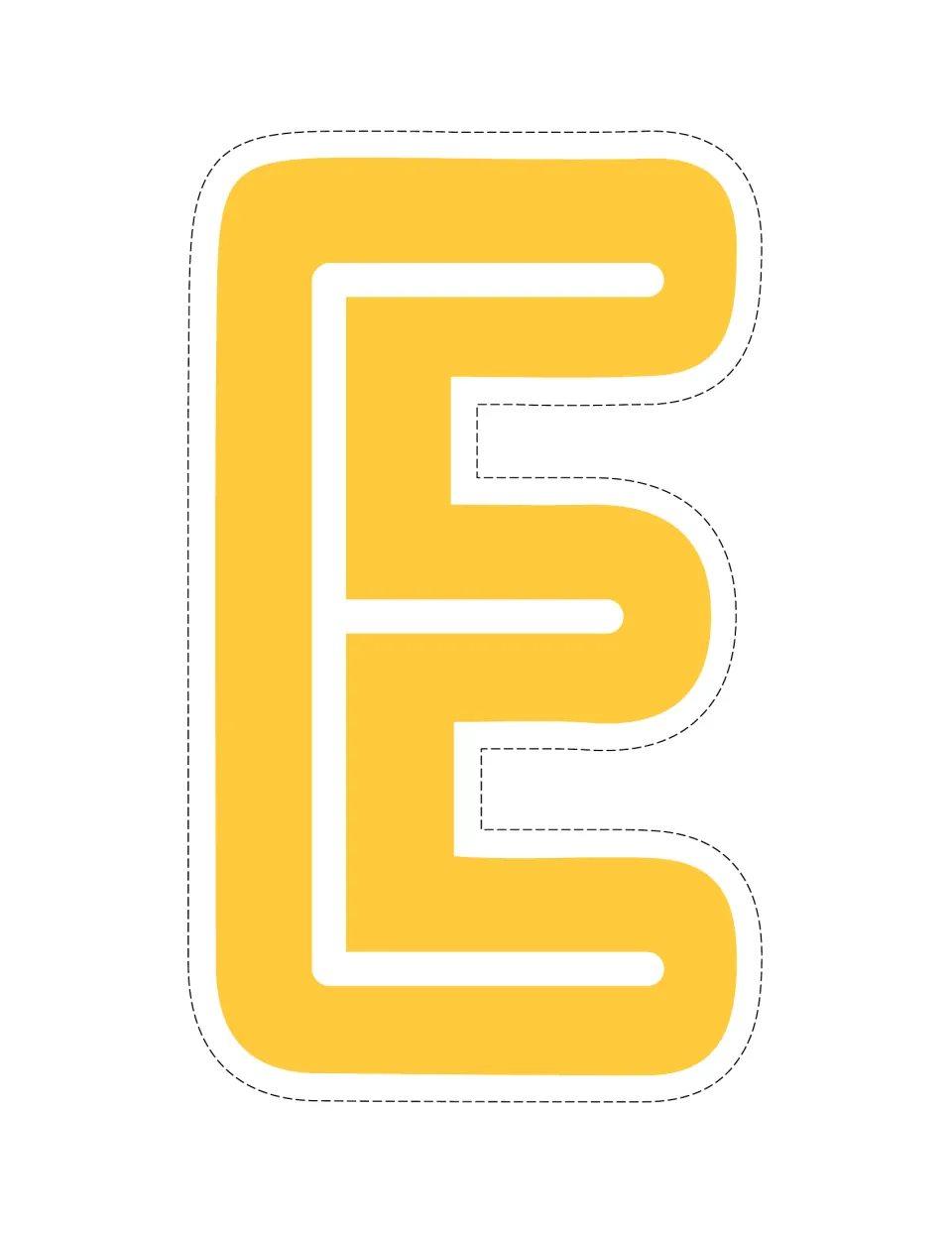 Uppercase E in yellow, a full-page cut-out letter from the color set for creating classroom bulletin boards