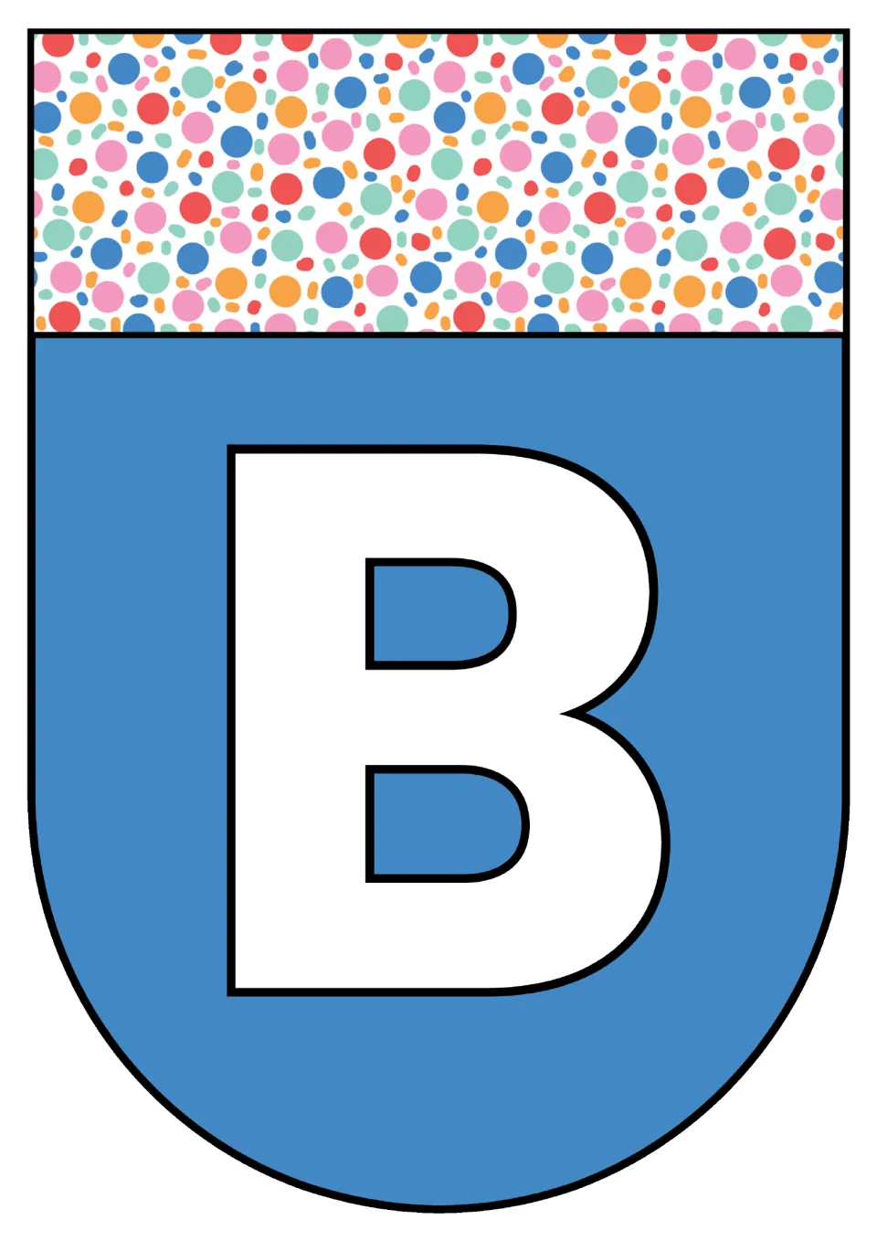 Alphabet pennant featuring uppercase B, one of the printable letter pages in the classroom decor resource.