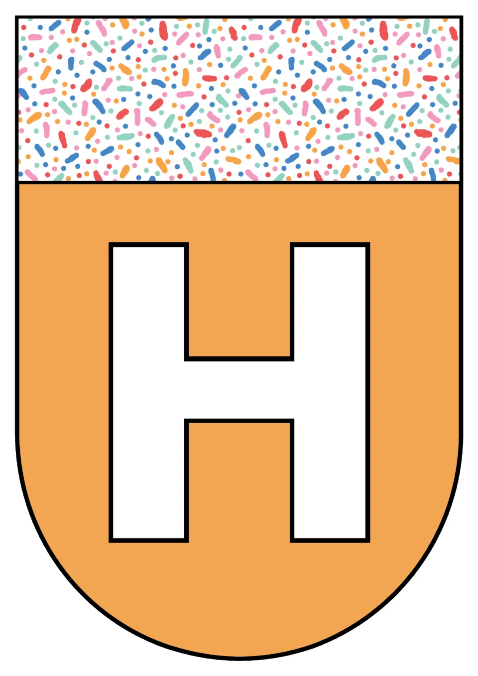 Alphabet pennant featuring uppercase H, one of the printable letter pages in the classroom decor resource.