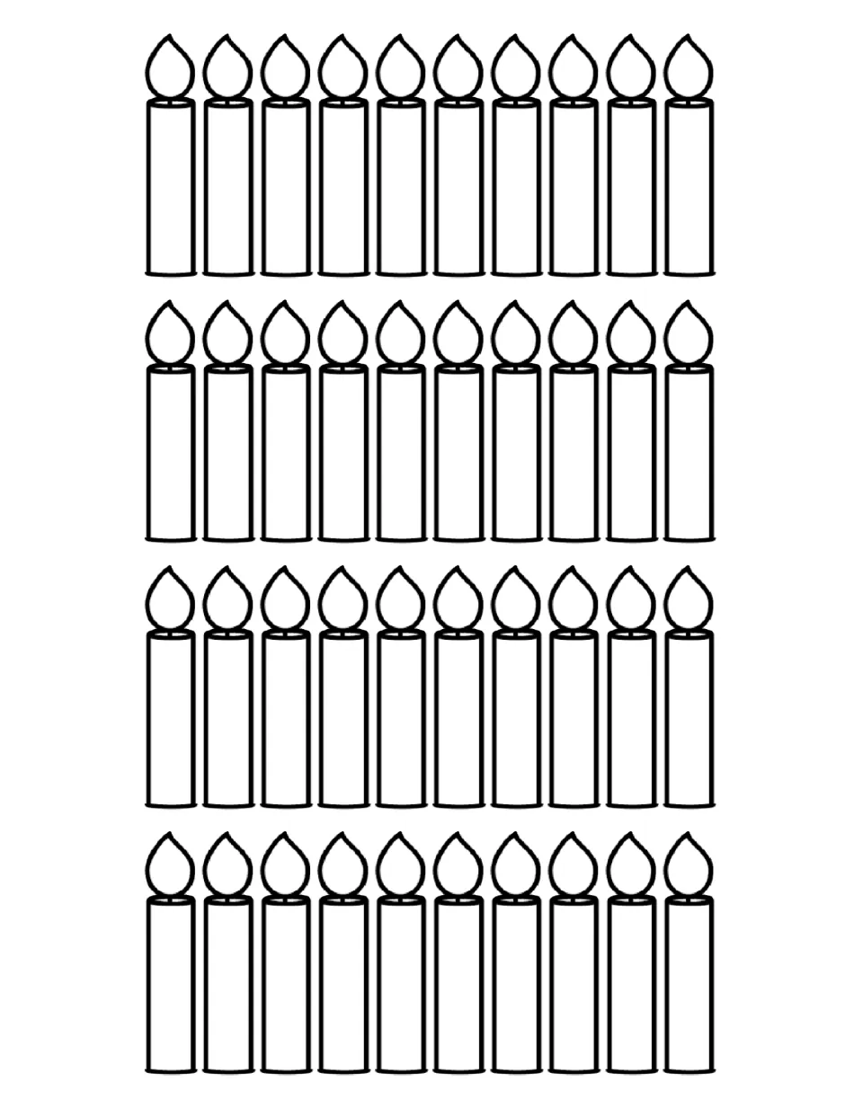 Birthday display candle cutouts: 40 smaller black-and-white candles to accompany the French month cupcakes