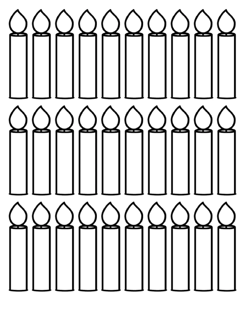Birthday display candle cutouts: 30 larger black-and-white candles to accompany the French month cupcakes