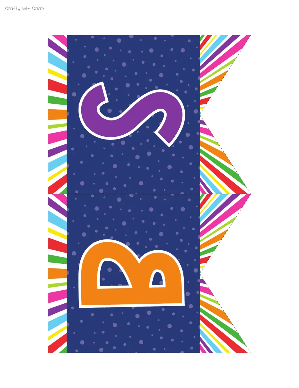 Letter banners: purple S and orange B on navy starry pennants, completing the four letters that spell JOBS