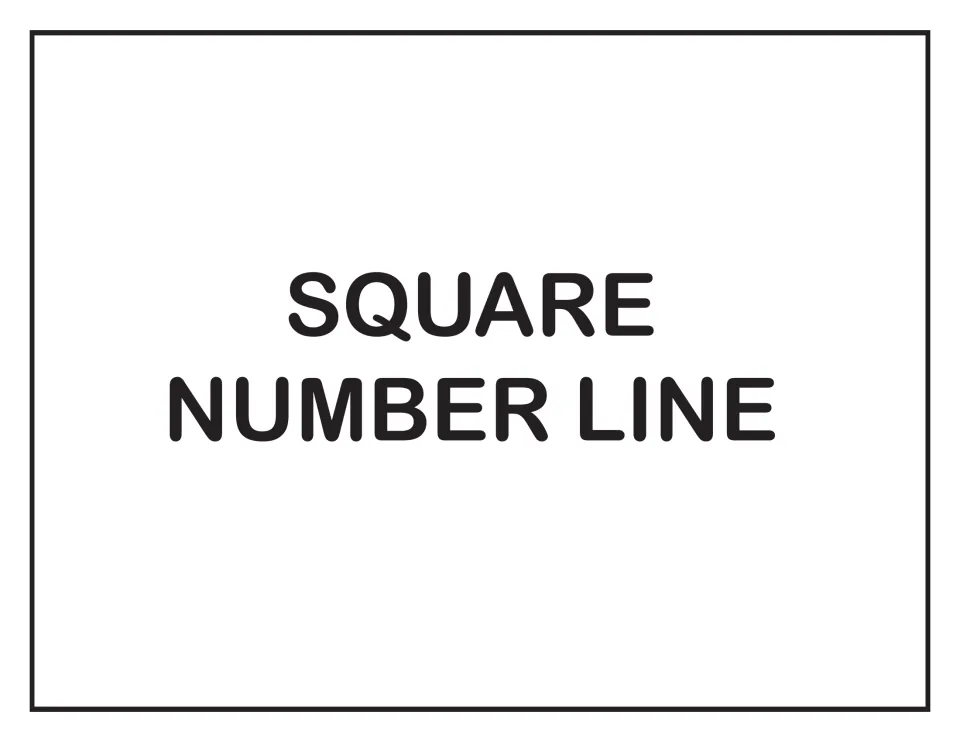 Square Number Line title page in bold black letters, introducing the set of colored number cards for a wall number line