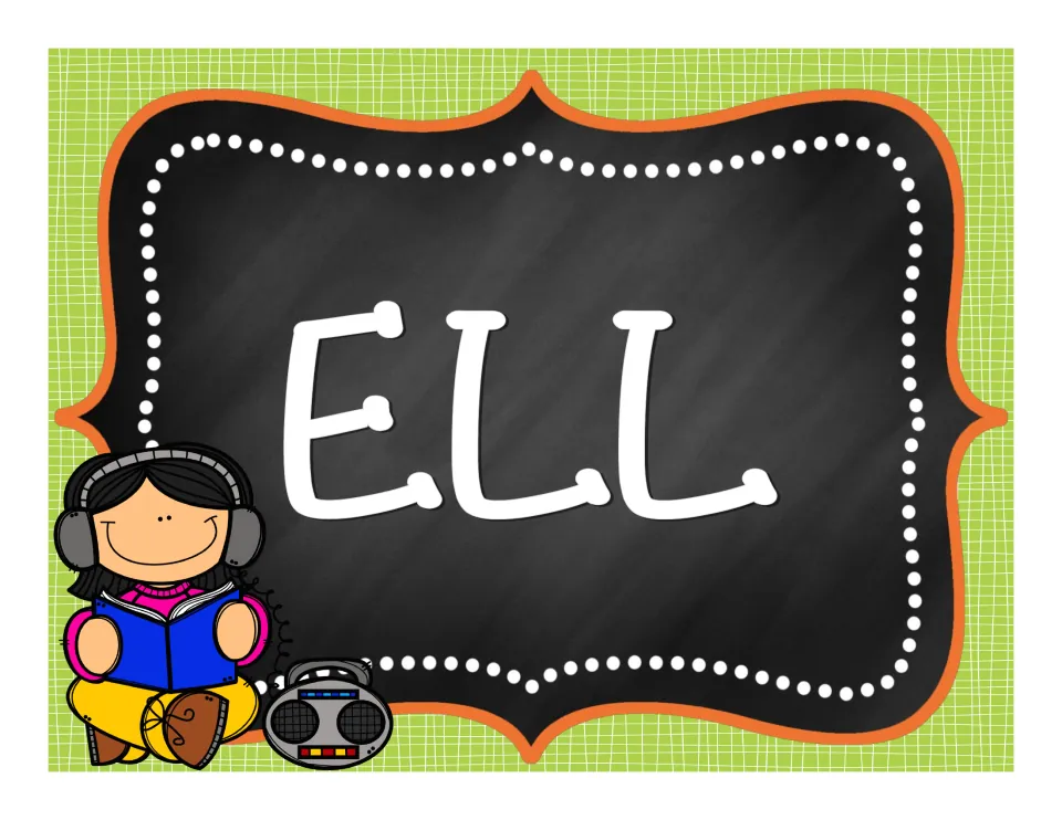 ELL subject sign labeled 'ELL', presented as a single full-page label in the classroom decoration set