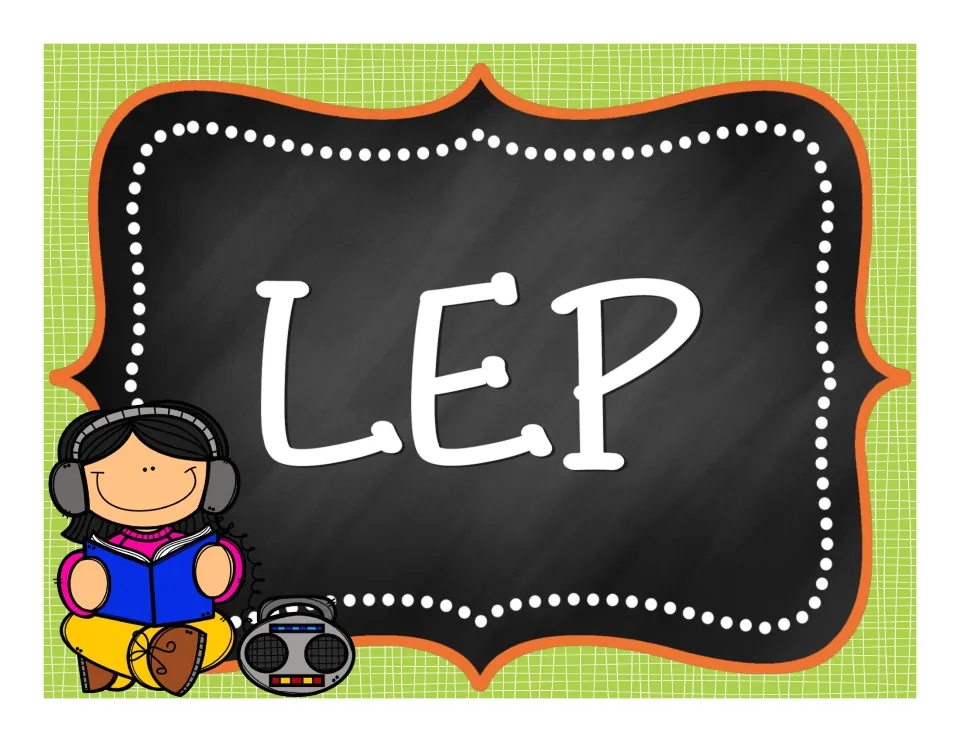 LEP subject sign labeled 'LEP', presented as a single full-page label in the classroom decoration set