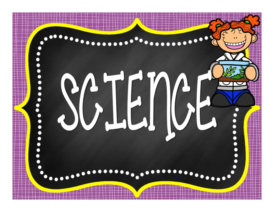 Science subject sign labeled 'SCIENCE', presented as a full-page label in the classroom decoration set