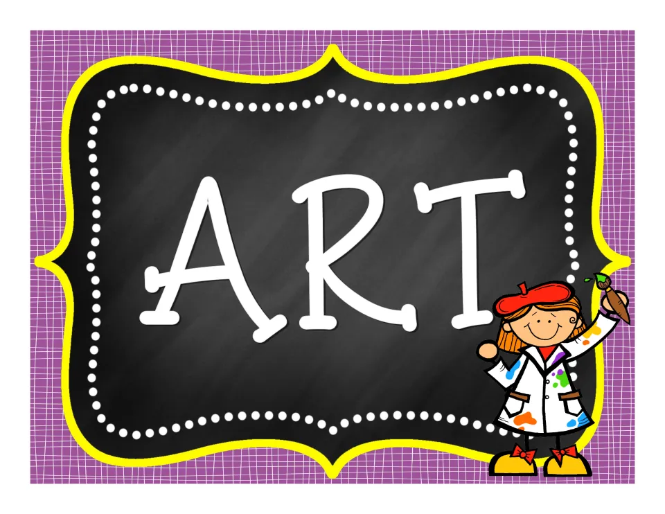 Art subject sign labeled 'ART', presented as a single full-page label in the classroom decoration set