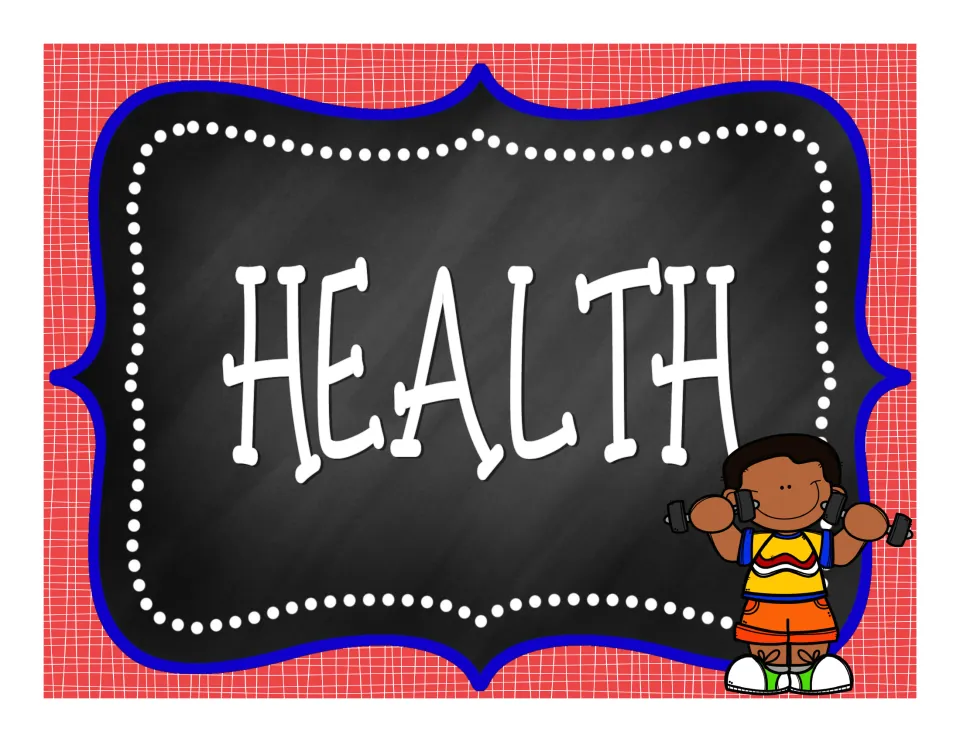 Health subject sign labeled 'HEALTH', presented as a full-page label in the classroom decoration set