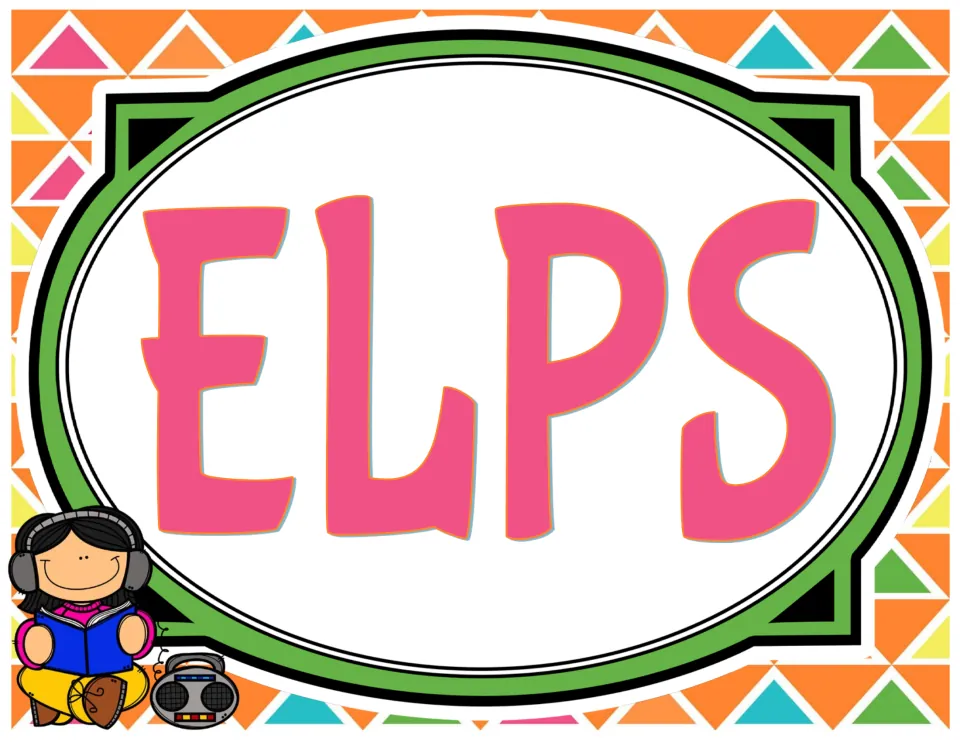 Classroom subject sign reading 'ELPS,' one of the printable labels for subject areas in the classroom.