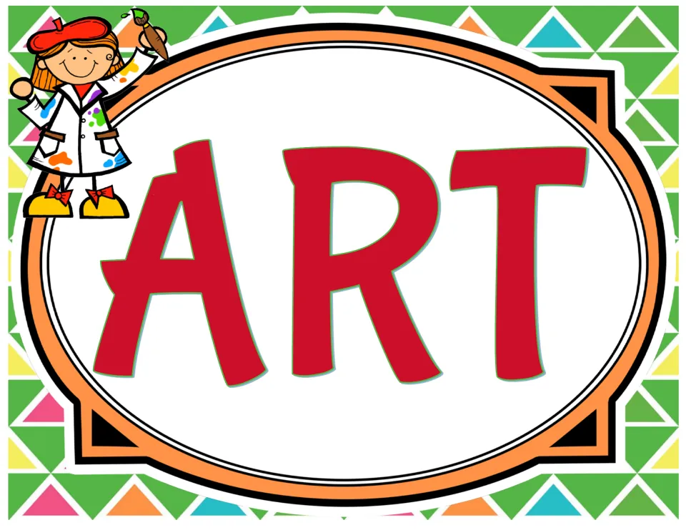 Classroom subject sign reading 'ART,' one of the printable labels for subject areas in the classroom.