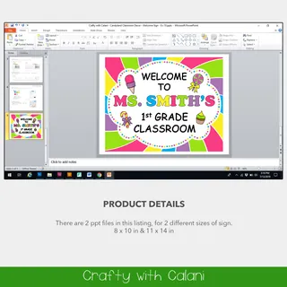 Classroom Welcome Door Sign in Candy Land Theme - 100% Editable – preview 1