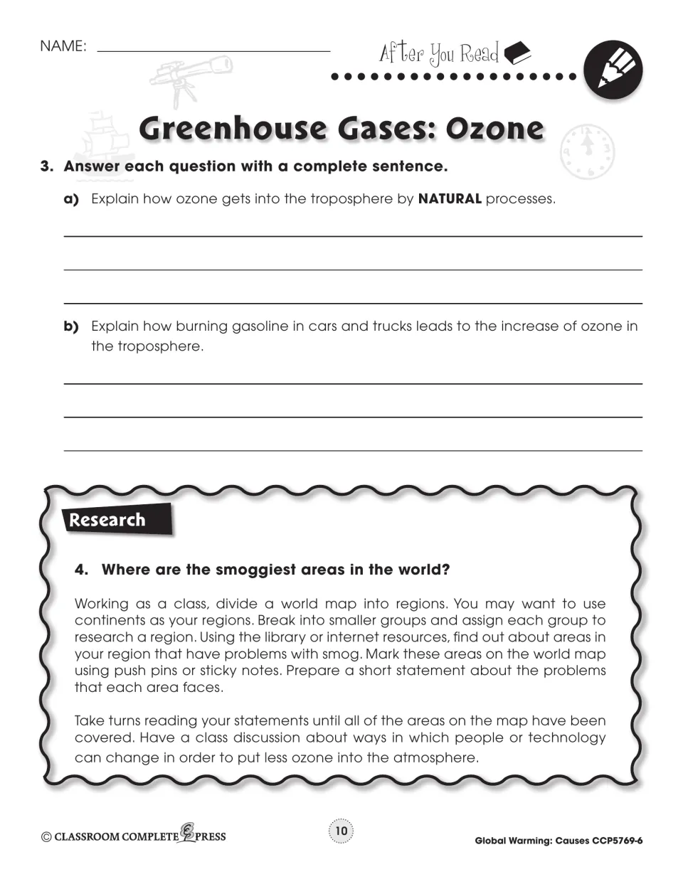 After You Read: short answers on how ozone reaches the troposphere, plus research on the world's smoggiest areas