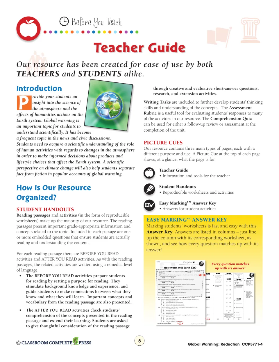 Teacher guide introduction explaining the reading passages, Before You Read and After You Read activities