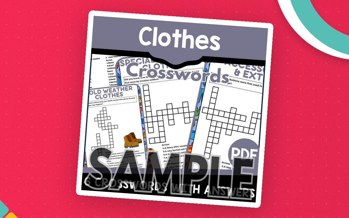 Clothes Crossword – 1-Page Free Sample preview