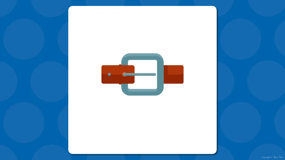 Clothing vocabulary picture prompt: a brown belt with a square buckle is shown alone so students can name it