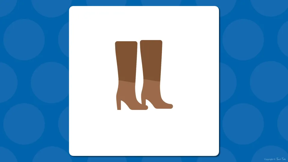 Clothing vocabulary picture prompt: a pair of tall brown heeled boots shown without a label for students to name aloud