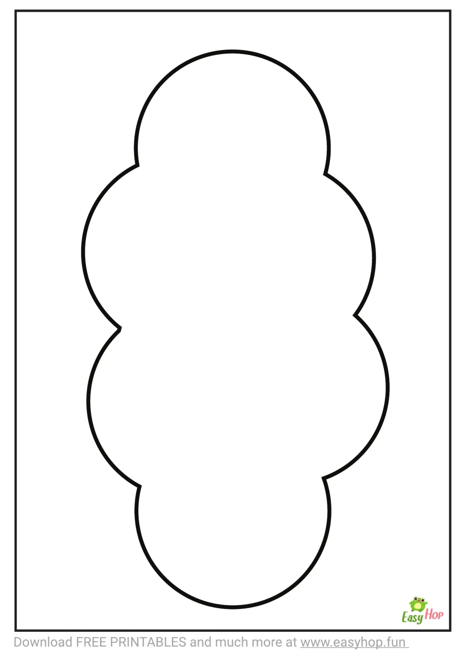 Cloud template sheet featuring one large blank cloud shape for coloring, cutting, or creating art projects