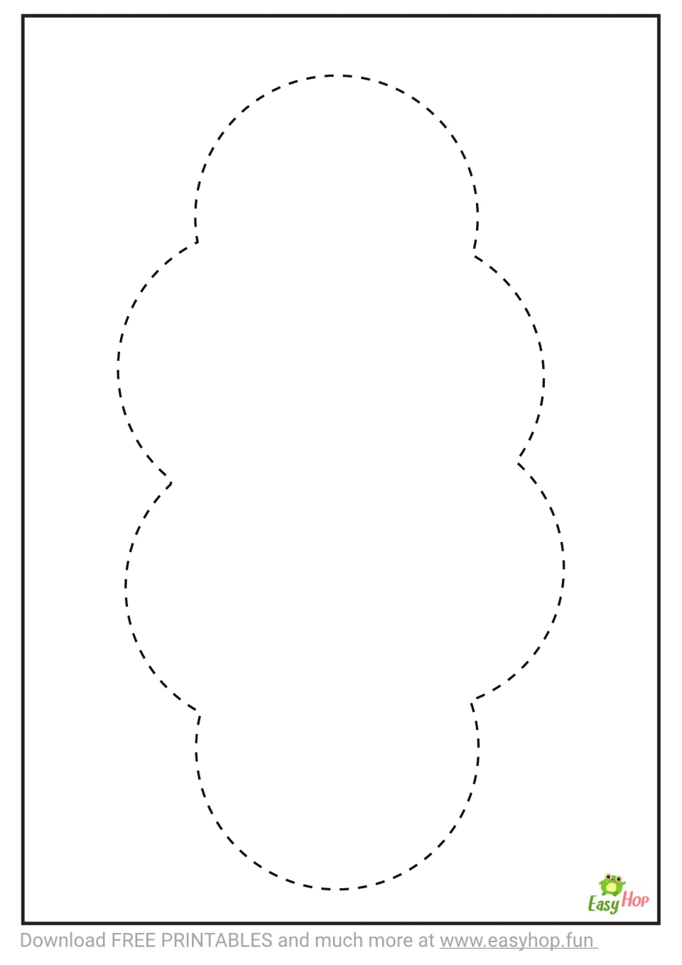 Cloud tracing sheet featuring one large cloud shape formed by a dashed outline, with a blank interior