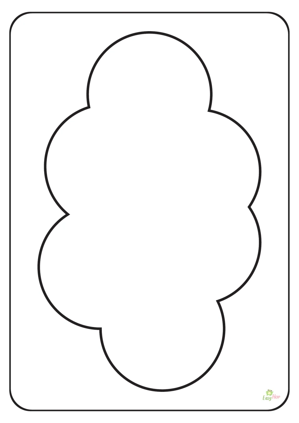 Cloud coloring page from the weather printable set, featuring one large blank cloud for children to color.