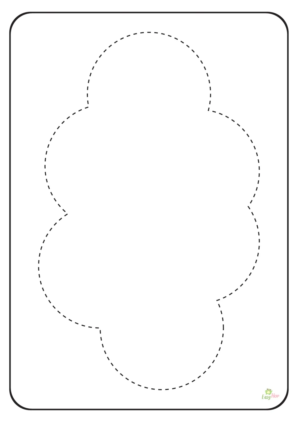 Cloud tracing page from the weather printable set, featuring one large dashed cloud for tracing practice.